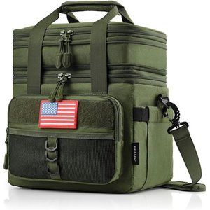 Tactical Lunch Box for Men, Double Deck Insulated Lunch Bag, Large, Green
